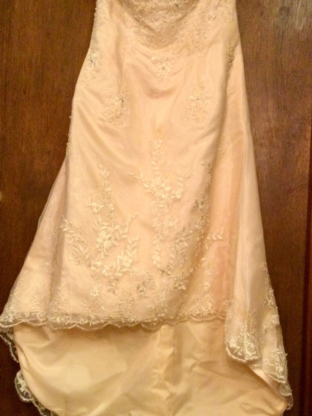 Wedding Dress Strapless Pale Peach Satin Formal Princess